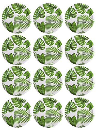PATKAW 30Pcs Palm Leaf Plates, Leaf Plates Summer Paper Plates Tropical Plates Hawaiian Plates Tropical Paper Plates for Tropical Hawaiian Theme Summer Luau Party Supplies, 7inches