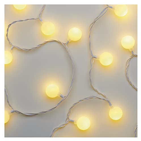 EMOS Catena di luci a LED Cherry bianco caldo per interni ed esterni, 4 m, con 40 LED a forma di sfera 2,5 cm, timer 6h, alimentatore di rete e trasformatore, per feste, Natale, decorazione