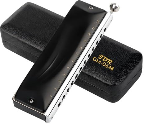 JDR Chromatische Mundharmonika C Key 12-Loch 48 Töne Chromatische Mundharmonika Key of C für Kinder Anfänger Erwachsene Profi Spieler Eltern | GM0648