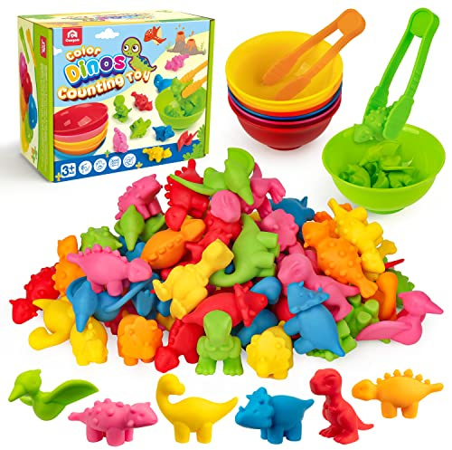 Coogam Zählen Dinosaurier Sorting Spielzeug Set, Farbe Klassifikationsspiel | Montessori motorikspielzeug, Vorschule Pädagogische Montessori Lernspielzeug für 3 4 5 Jahre alt