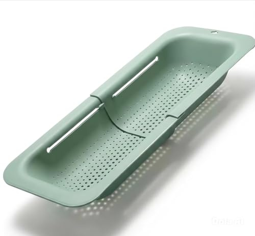 AHASON'S Over The Sink Colander Strainer Baske,Wash Vegetables and Fruits, Drain Cooked Pasta, Extendable Basket (Mint Green)