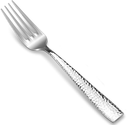 KEAWELL Premium 4-Piece 8.3 Louis Hammered Dinner Fork Set, 18/10 Stainless Steel, Squared Edge with Smooth Rounded Edges for Comfort, Dishwasher Safe (4, 8.3 Dinner Fork)