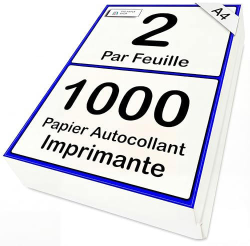 The Paper Shop Selbstklebende Etiketten A4 Doppelbogen - 2 pro Blatt Weiß (1000 Etiketten) | Großpack Adressetiketten Bedruckbar für Laser- und Tintenstrahldrucker | Versand Paket Büro