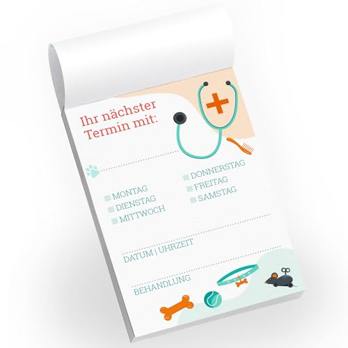 Primus Print Terminblocks - Terminzettel - Terminkarten für Kunden und Patienten - A7-50 Blatt - starkes Papier Arztpraxis Kosmetik Tierarzt Friseur Zahnarzt (25, Tierarzt)