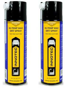 2 pezzi Innotec Hi-Temp Wax Spray per sottoscocca e cavità spray trasparente – Conservazione di livello successivo per automotive e industriali, nessun attaccamento di sporco e polvere – Bomboletta