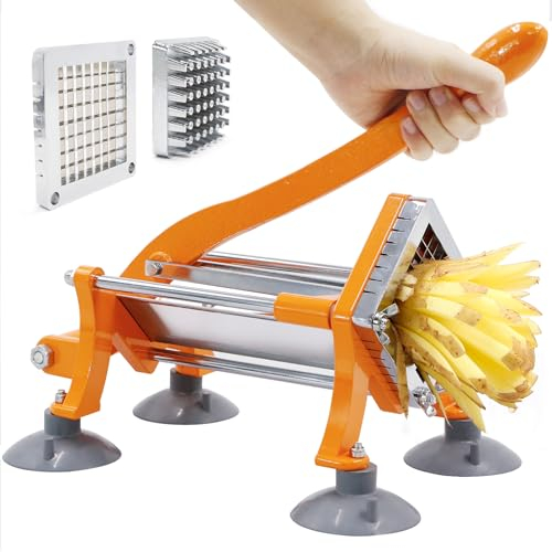 Coupe-frites de qualité commerciale avec pieds ventouses, lame en acier inoxydable de 1,9 cm
