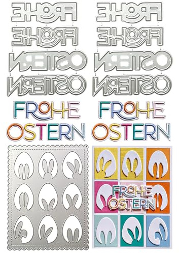 Recitem Stanzschablonen Ostern Metall Prägeschablonen Stanzformen Schneiden, Kartengestaltung, DIY Geschenkboxen Handwerk Geschenk Fotoalbum Deko Cutting Dies (1 A & 2 B)