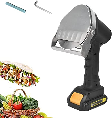 MLUENF Coltello Elettrico per Kebab, affettatrice per Barbecue Manuale, mannaia per Carne, Spessore Regolabile, taglierina per Kebab in Acciaio Inossidabile
