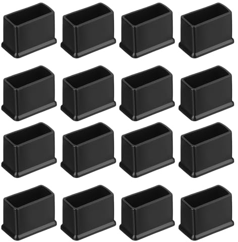 sourcing map 16Pcs PVC Square Chair Leg Caps, 30mm x 15mm OD Black Furniture Feet Pads Table Foot Cover Caps Floor Protectors for Patio Table Cabinet Bed Furniture