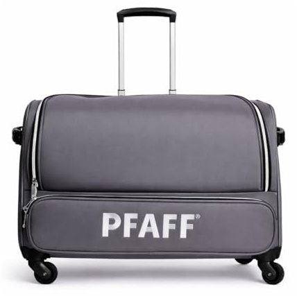 PFAFF Nähmaschinen Rollkoffer klein – Trolley mit 4 Rollen & Teleskopgriff – Gepolstert – für Hobby Smarter & Passport Serie – Grau
