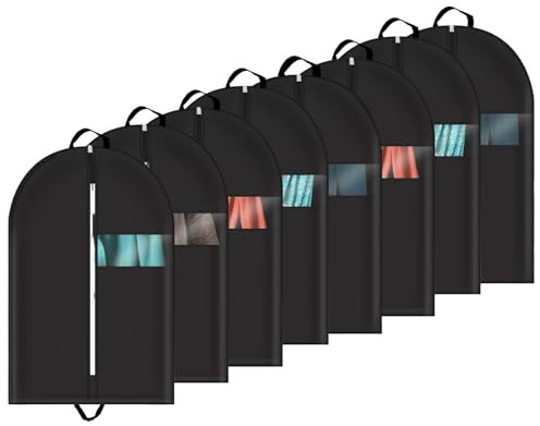 ZOFUN 8 Stück Kleidersack, Anzug Transporttasche Schutzhülle, Kleidersäcke mit Reißverschluss, 100x60CM Kleidersäcke Kleidersack lang mit reißverschluss für Sakkos Hemden Abendkleider