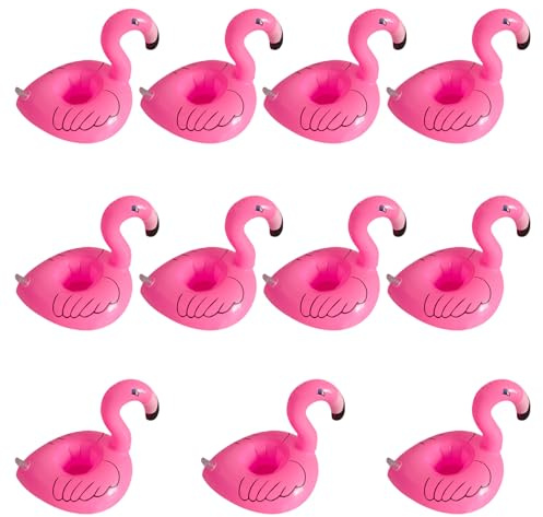 11 stycken rosa flamingo, uppblåsbar glasunderlägg, strand, pooldryckshållare, flytande ölhållare, mugghållare, burkhållare, vattenförsörjning