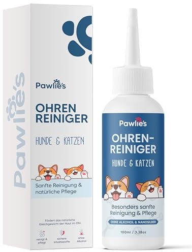 Pawlie's Ohrenreiniger Hund - Natürlicher Ohrreiniger für Hunde bei Juckreiz & Ohrenentzündung Hund | Sanfte Ohrenpflege für Hunde, Ohrentropfen für Hunde | Ohrenpflege Hund & Katze