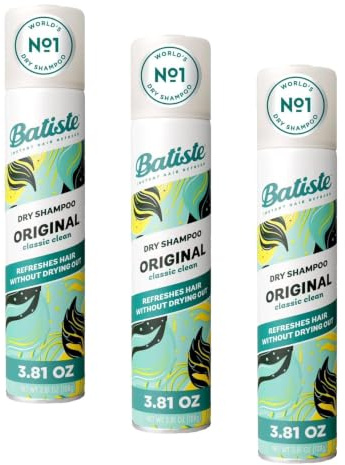 Batiste Dry Shampoo Original 200ml, Fresh & Clean Fragrance, No Rinse Spray to Refresh Hair in Between Washes (Pack of 3)