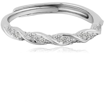 ZXfad 925 Sterling Silber Damenring, Verstellbarer Twist Ewigkeit Ring mit Zirkonia