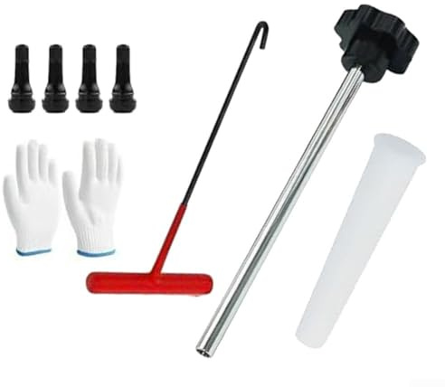 Zoegneer Juego de 7 herramientas de cambio rápido de válvula de neumático, kit de repuesto con 4 núcleos adicionales para la mayoría de agujeros de llanta de 1,2 cm, aleación de acero