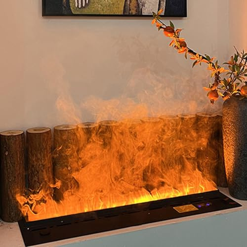 Cheminée électrique à Vapeur D'eau 3D,Humidificateur Et Flammes Réalistes,Cheminée à Vapeur Atomisée Encastrée, Alimentation Automatique, Pour La Maison Et Le Bureau,100x24x18cm/39.3x9.4x7in