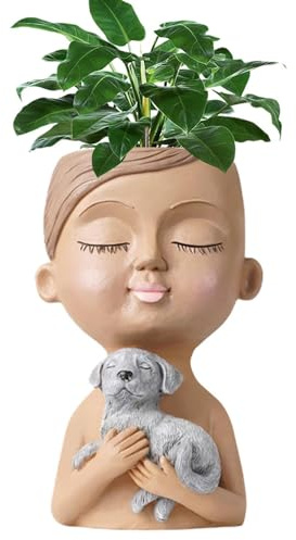Placa de Flores de la Cara Sembradora de la Cabeza, Maceta de Flores en Forma de Cabeza para suculentas, macetas de Hechas de Resina sintética con Orificio de Drenaje, Recipiente de Plantas en