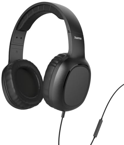 Hama Kopfhörer mit Kabel Fun II, On Ear (3,5mm Klinke, Headset mit Mikrofon, einstellbares Kopfband, weich, Sprachsteuerung, Multi Control, ideal für Schule, Freizeit, Home Office, Uni) schwarz