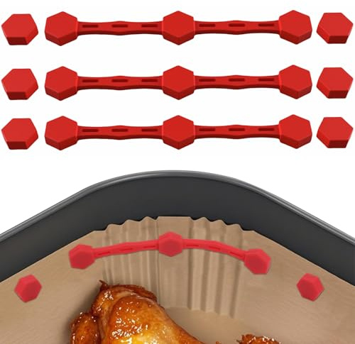 Kabwea 3 Stück Magnet Silikonschnalle für die Luftfritteuse zum Festhalten von Pergamentpapier, Airfryer, Silikon Magnetschnalle für Luftfritteuse