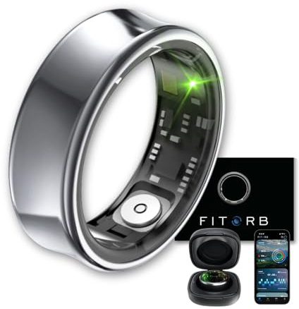 Fitorb Smart Ring Pro - Das Original. High-Tech Fitness- & Gesundheitsring, Schlafanalyse, 24/7 Aktivitätstracking. Temperaturmessung, Stress. Proberinge. (Neptun, Grau, 21,6 mm (12))