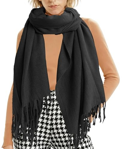Turmaster Bufanda para mujer, bufanda con flecos, chal cálido de invierno, pashmina de 180 x 70 cm para mujer y hombre