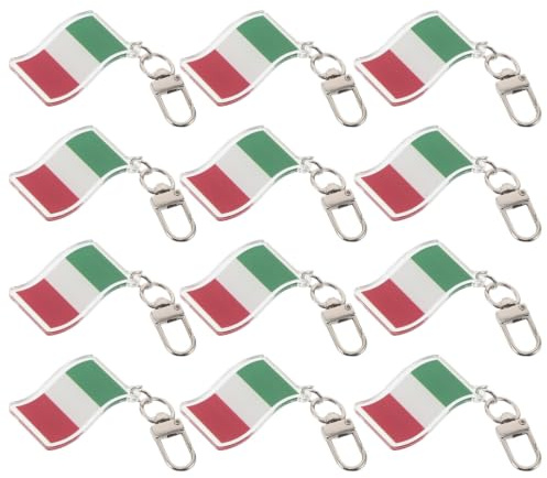 CONGARTENO Porte-clés Italiens Pendentif Drapeau Italien en Acrylique et Alliage Légers Style Cartoon Lot de 12 pour Paquet à Dos et Portefeuilles, Voyage et École École