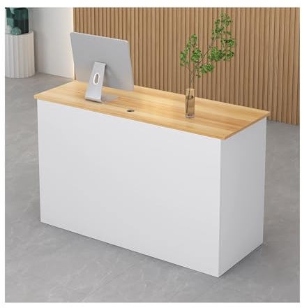 Moderno bancone per ricevimenti con cassetto chiudibile a chiave, banco cassa per uffici e hotel (L140 cm) – elegante e funzionale