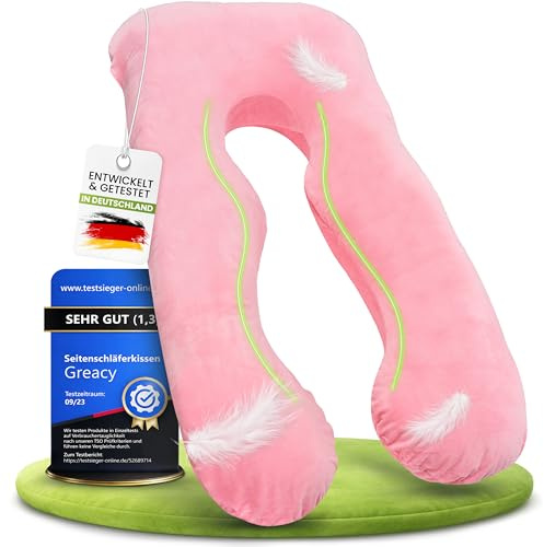Greacy Seitenschläferkissen mit Bezug [waschbar - Flexible Füllung] Stillkissen XXL | Pregnancy Pillow | Kissen Schwangerschaft | Body Pillow | Schlafkissen | Schwangerschaftskissen (Hellrosa)