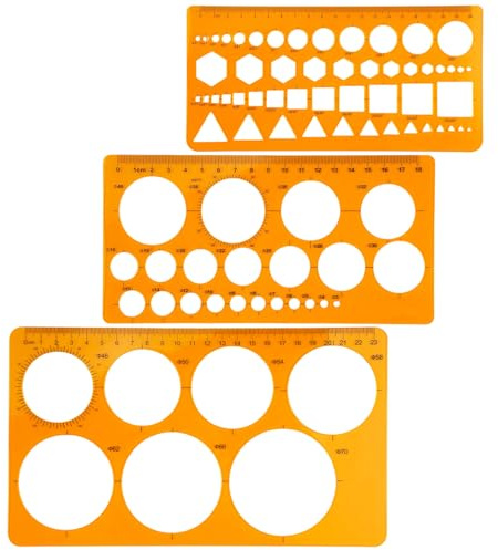 Kreis Schablone Vorlage, 3 Stück, Transparent Orange | Kreisschablone zum Zeichnen, Technisches Zeichnen, Kreis Lineal zum Malen, Für Schule, Büro, Basteln