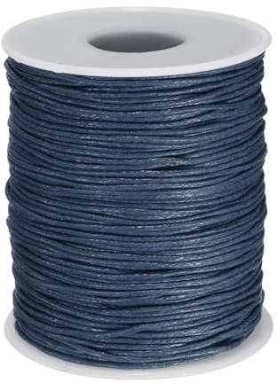 QUARKZMAN 100 Yardas Hilo De Algodón Encerado 1mm Cuerda Encerada Azul | Hilo Para Cuentas, Redondo Y Suave, Collares Cuentas Manualidades DIY Fabricación De Joyería Suministros De Macramé