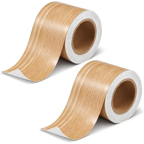 ZORVEXLYNX 2PCS 10 m Wood Tape, Heavy-Duty Carpet Tape, Strong Double Sided Carpet Tape Cabinets, 5cm x 10m Wood Grain Effect Tool and Baseboards, DIY Home Repairs & Surface Decoration
