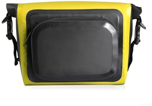 Besttoolifes Riñonera impermeable para ciclismo y senderismo, bolsa frontal para bicicleta con correa de hombro ajustable, revestimiento de PVC resistente al desgarro para portador delantero, grande