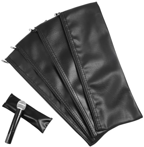 Homoyoyo 4 Stück Mikrofon Etui aus Pu Leder mit Reißverschluss Robuste Mikrofontasche für Reisen Wasserabweisend und Kratzfest Tragetasche für Kabellose Mikrofone