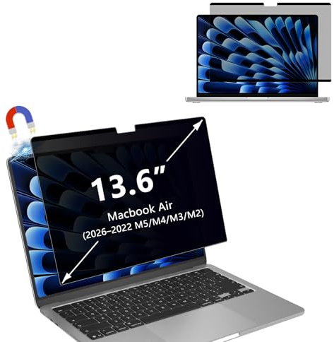 YealRed for Macbook Air 13-inch Privacy Screen Protector, Magnetic | MacBook Air 13-inch (2026–2022 M5/M4/M3/M2), Mac Laptop Privacy Screen 13.6, Removable Screen Protector