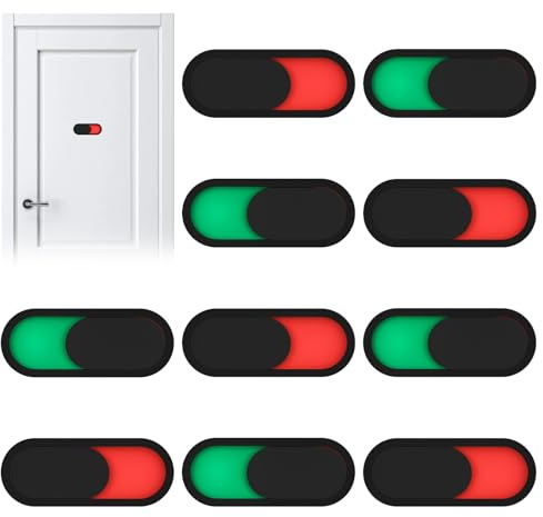 PYserne 10 Stücke Schieberegler Frei Besetzt Schild Toilette, 10 X 4 cm Selbstklebend Toilettenschild aus Acryl Rot Grün für Wartezimmer WC Hinweisschild Besprechungsräume