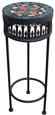 PrimoLiving Metall Blumenhocker/Beistelltisch Mosaik rund schwarz Gr. S (P-934)