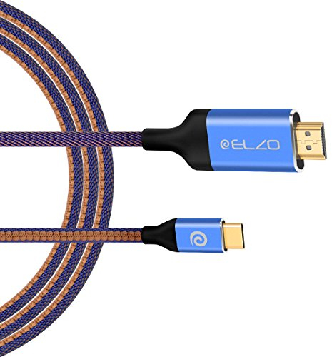 ELZO Cavo USB C a HDMI 4K 1,8m, USB 3.1 Tipo C Cavo HDMI Nylon Intrecciato Compatibile con/sostituzione per 2017/2016 MacBook Pro, ChromeBook Pixel