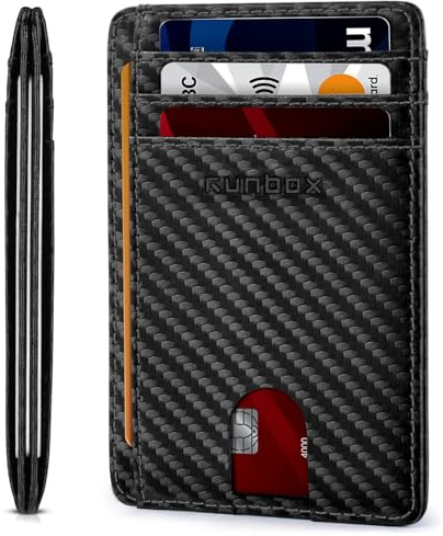 RUNBOX Slim Minimalist Front Pocket RFID Blocking Leather Wallets for Men and Women Card Holder Wallets Gifts for men