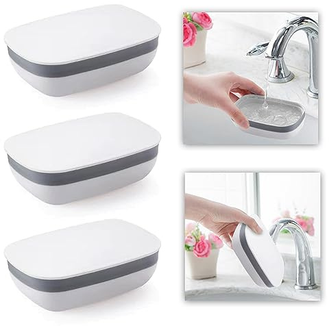 Schneespitze 3 Stück Seifendose Kunststoff,Seife Container Fall Box Reise Seifenschale Seifenablage Seifen Halter Kasten für Reisen Wandern Familienbad Schulgymnastik