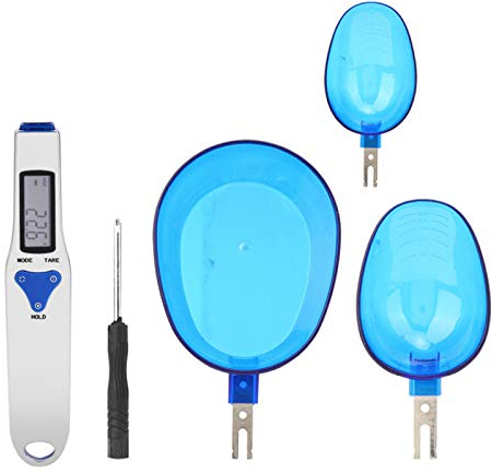 Báscula para alimentos, 500 g/0.1 g Báscula de cocina LCD portátil Báscula digital cucharas de alimentos con 3 cucharas dosificadoras, con tamaño compacto y peso ligero(Single spoon)