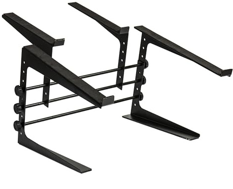 Fame DJ Multi-Stand, Laptop Stand, Höhen- und Breitenverstellbar, Angewinkelte Ablagefläche, Gummierte Ablagefläche, Rutschfester Standfuß, Robust und Stabil, Kompatibel mit Pioneer DDJ-1000 (SRT),