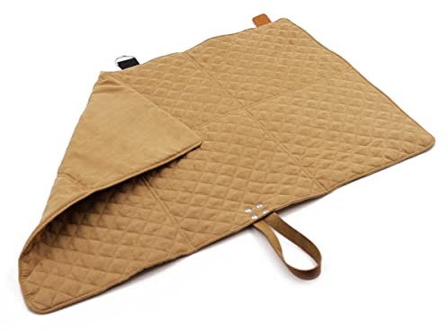 Paws&Co Hundedecke für unterwegs faltbar tragbar perfekt für Camping Picknick Outdoor (Braun, 75x50cm)
