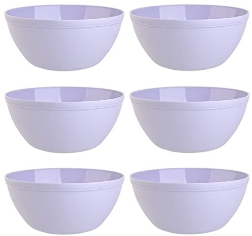 Engelland Lot de 6 bols à céréales, à dessert, à salade, à soupe, à riz, couleur lilas, en plastique, sans BPA, grand 900 ml