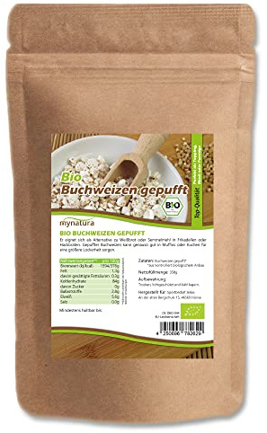 Mynatura Bio Buchweizen gepufft I Ungesüßt I Naturprodukt I Veganes Produkt I Müsli Topping I Vorteilspack I Im Beutel (2x 350g)