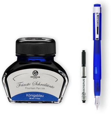 Diplomat Magnum Durchsichtig Blau Füllhalter-Set, Füllhalter im Set mit Schreibtinte und Konverter, Schreibset