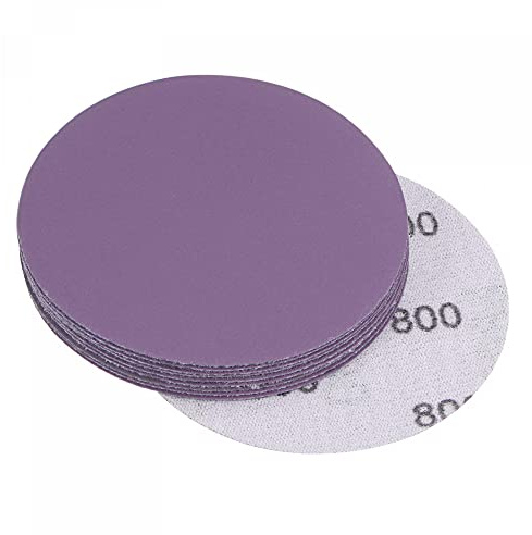 sourcing map 10 discos de lija morados de 3 pulgadas, grano 800, gancho y bucle, papel de lija profesional de óxido de aluminio, pulido húmedo y seco para acabado de pintura de madera y metal
