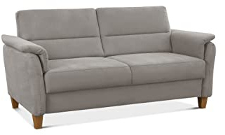 CAVADORE 3er-Sofa Palera mit Federkern / Kompakte Dreisitzer-Couch im Landhaus-Stil / passender Sessel und Hocker optional / 179 x 89 x 89 / Mikrofaser, Hellgrau