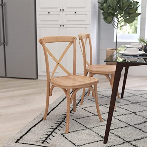 Merrick Lane Bardstown X-Back Bistro Style Wooden Dining Chair for Kitchens and Dining Rooms, High-Back Wood Stackable Kitchen Chair, Driftwood