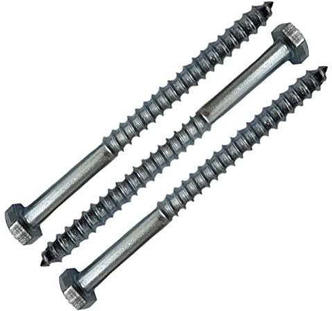 M8 Sechskant-Holzschrauben, Breite 13 mm, verzinkter Stahl, Sechskantschrauben, silberfarben, lang, 8 x 200 mm, Box mit 3 Stück